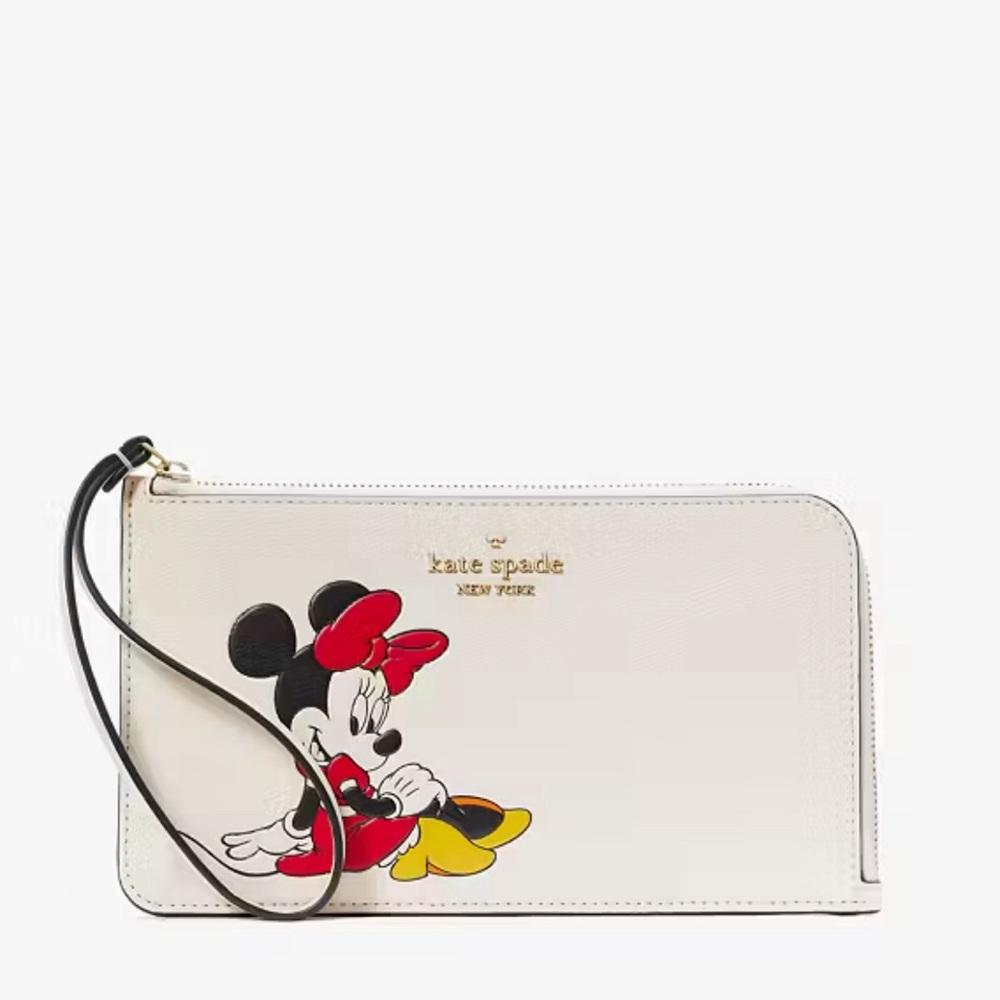 Kate Spade Disney X Kate Spade New York Minnie Medium L-Zip Wristlet Parchment - Picture 13 of 15